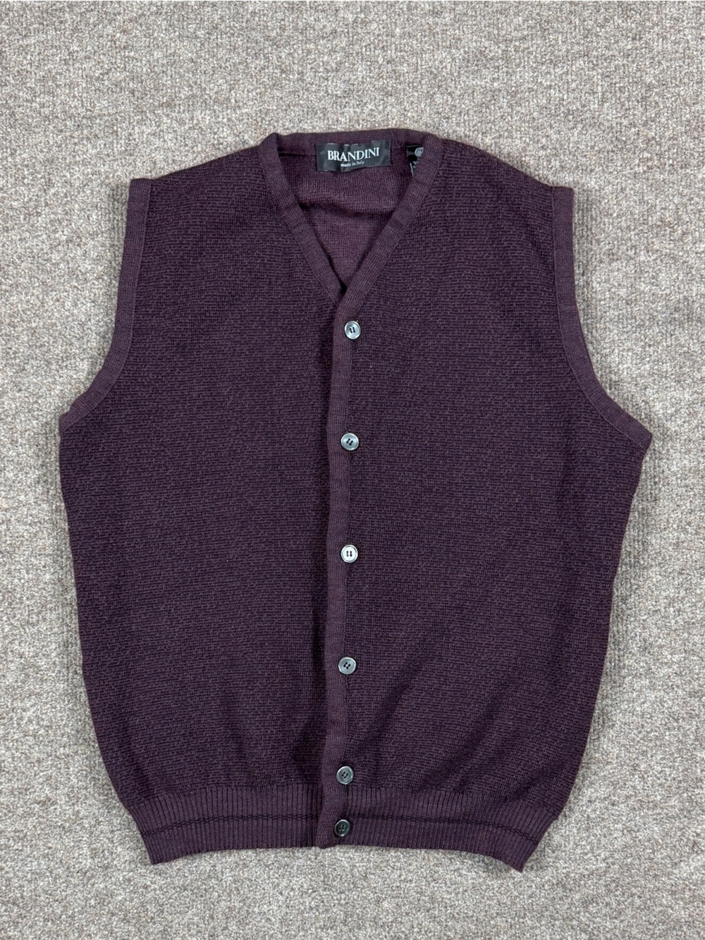 Vintage Brandini Merino Wool V-Neck Cardigan Sweater Vest Men’s M Grandpacore